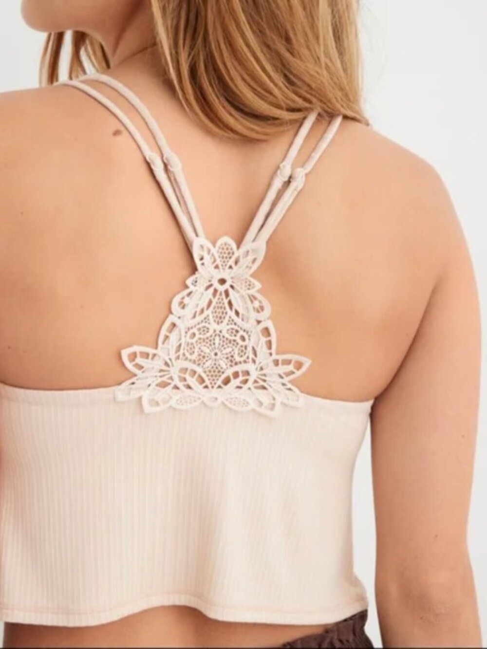 Aerie Ribbed Crop Top Bralette 🤍 | Large | Sandalwood | EUC